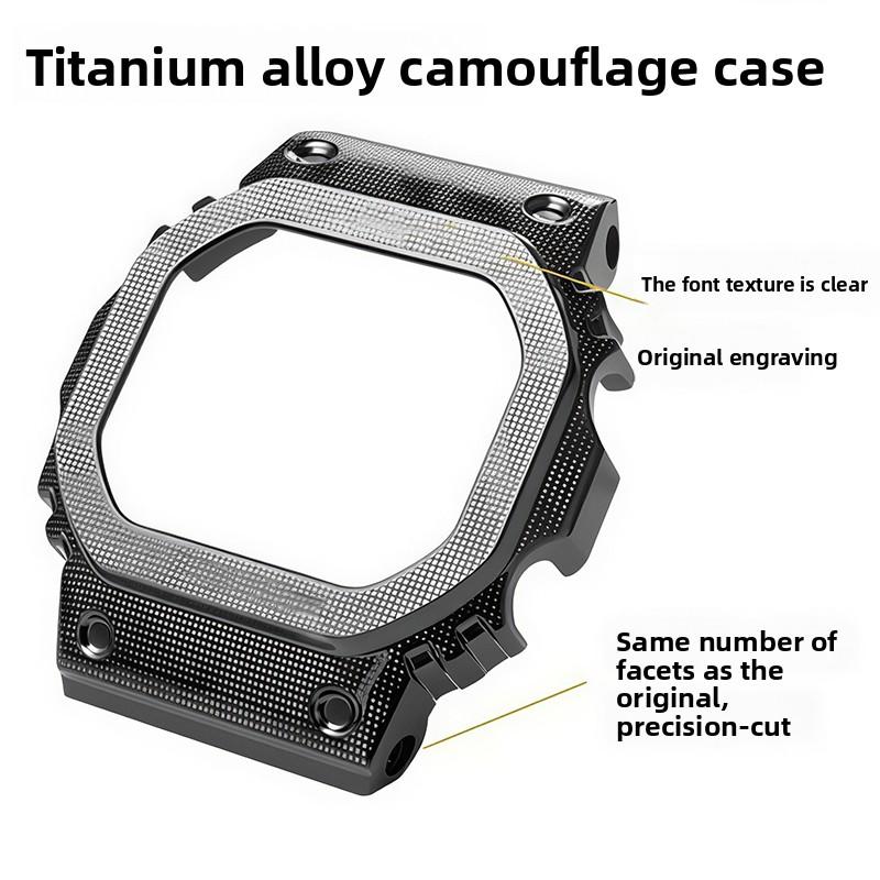 Kit de Modification de Boîtier Camouflage en Alliage de Titane DW5600 pour G-SHOCK Casio DW-5600 GWM5610 GMW-B5000 Bracelet Métal Titane Intégral Mise à Niveau