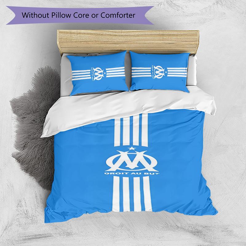 Olympique Marseille Pattern Printed 3PCS Bedding Set Soft Skin-Friendly Washable Duvet Cover & Pillowcases Set All Season Bedroom