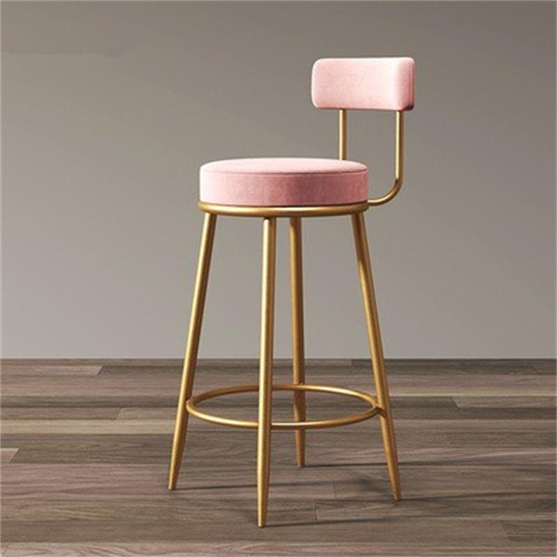 Nordic Bar Chairs Modern Iron Art High Stools Kitchen Backrest Bar Stools Cafe Velvet Chair Counter Work Stools Home Furniture