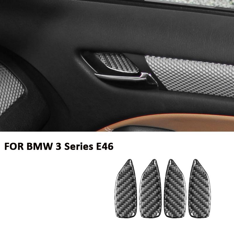 

Для BMW 3 серии E46 1997-2004 Накладка из углеродного волокна на внутреннюю ручку открывания двери, панель с замком, декоративная наклейка, аксессуары для интерьера автомобиля чёрный