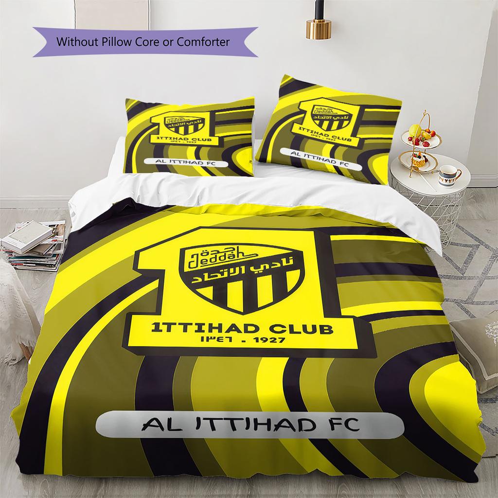 Al-Ittihad FC Pattern Bedding,Quilt Set Quilt Cover Pillowcase Home Birthday Gift(1 * duvet cover + 2 * pillowcase, without core)