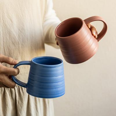 Simple Style Two-Color Ceramic Cup Mug Household Japanese Large-Capacity Coffee Cup Breakfast Milk Cup Tea Cup
