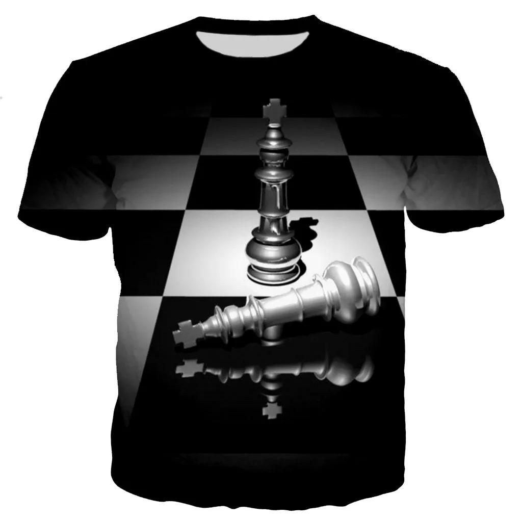 New Design Chess Graphics T-shirt Summer Leisure Fashion Men T-Shirts 3D Print Hip Hop Tees Round Neck Short Sleeve Street Tops