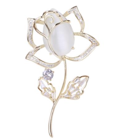 SKEDS Women Elegant Plant Flower Metal Brooches Corsage Fashion Rhinestone Pearl Badges Jewelry Vintage Lady Brooch Pin Gift