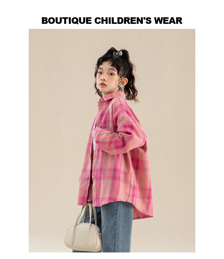 2025 Girls' Plaid Shirt: Trendy Spring & Autumn Fashion for Kids