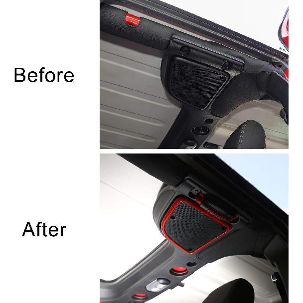 Voodonala for Jeep JK Roof Top Speaker Audio Trim for 2015-2018 Jeep Wrangler JK JKU, ABS Red 2 pcs