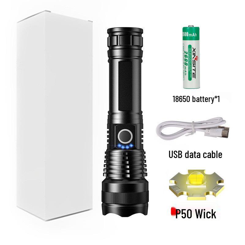 XHPp50 Aluminum Alloy Waterproof Flashlight with Telescopic Zoom & USB Charging