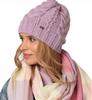 Women's Braided Knit Hat for Winter and Autumn Fashionable Uni A4 Lilac