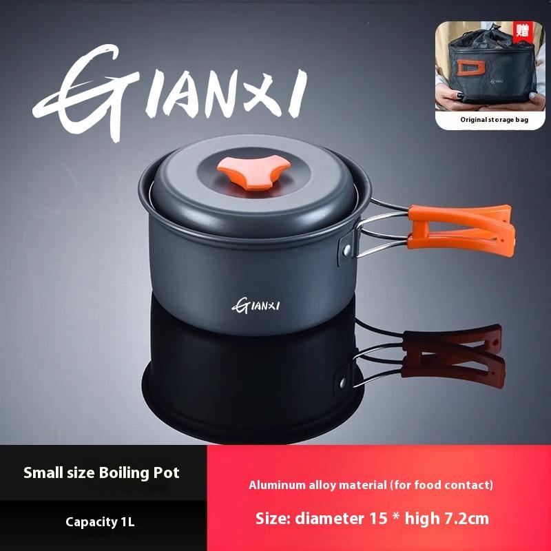Taşınabilir Tencere Seti Kamp Pişirme Ekipmanları Kaset Ocak Kettle Kızartma Tavası Wok Kamp Sofrası Yemek Pişirme Tenceresi Malzemeleri