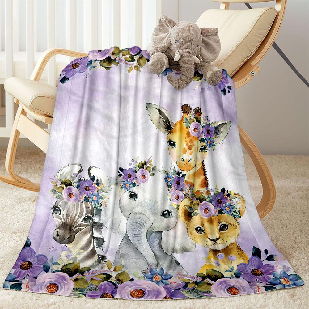 Baby Animals Floral Crown Blankets are suitable for living rooms,making them an ideal choice for outdoor travel and gifts.