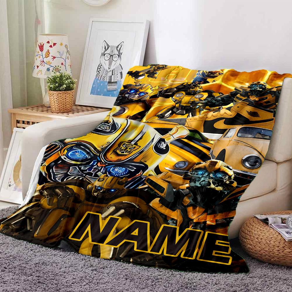 Customizable Bumblebee2 Throw Blanket – Personalized Name, All-Season Cozy Snug Blanket, Machine Washable, Personalized Blanket