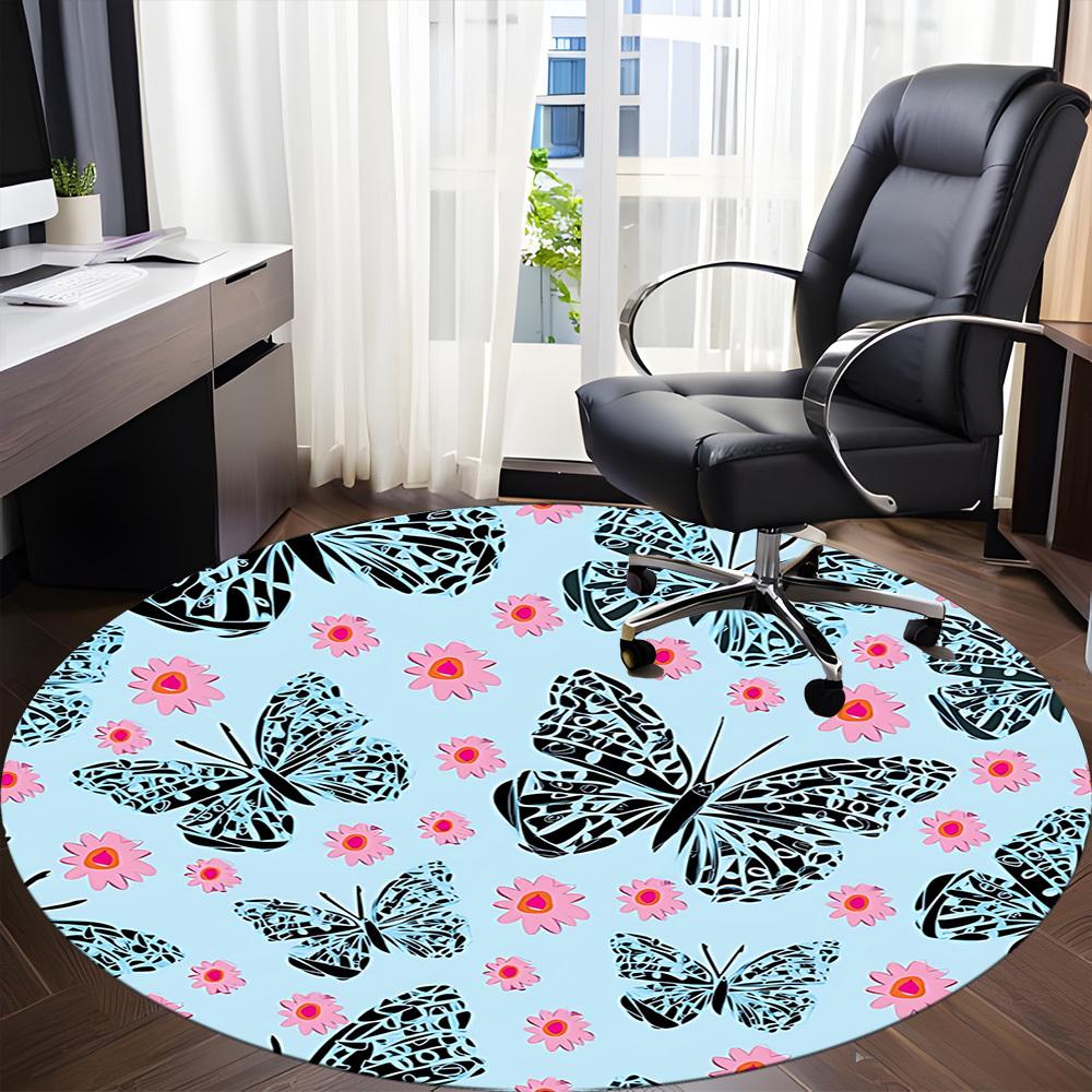 1pc Butterfly Floral Carpet for Office, Non-slip, Soft and Durable Office Rug, Perfect for Office yy260128012