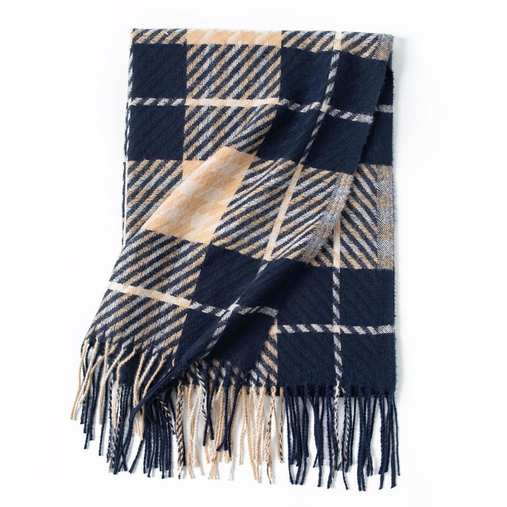 New sweet warm imitation cashmere scarf plaid student couple winter thickened warm scarf
