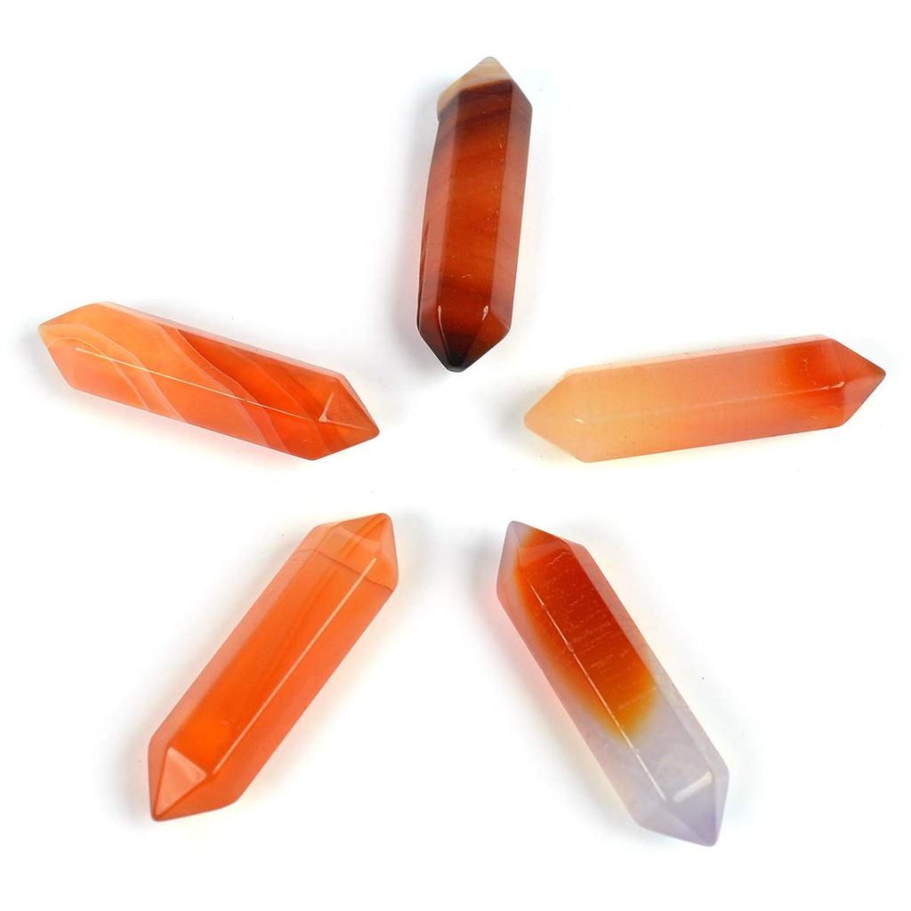 Reiki Crystal Products Natural Crystal Stone Carnelian Double Terminated Pencil/Obelisks for Reiki Grid and Aura Cleaning, Vastu Correction & Cry