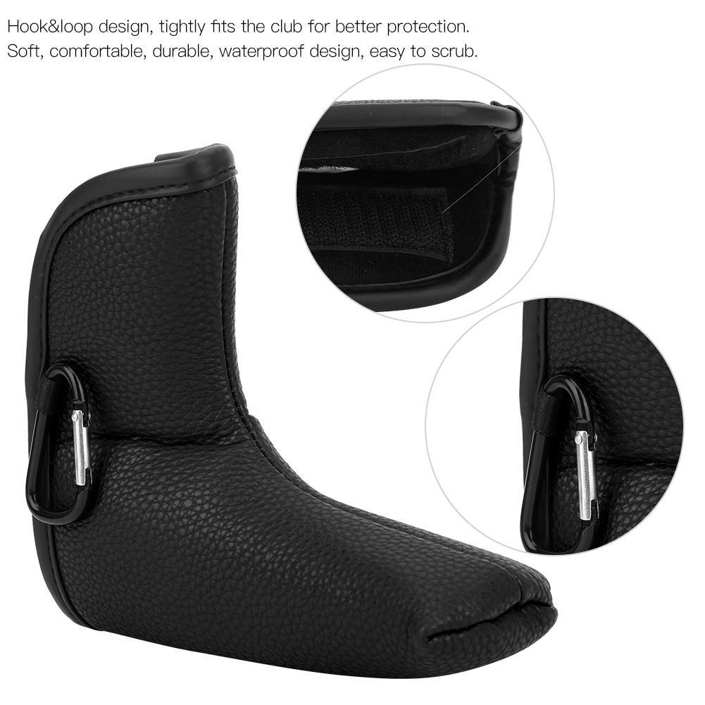 L shape Putter Headcover Slotted Blank PU Waterproof Fabric Thicken Plush  (black )