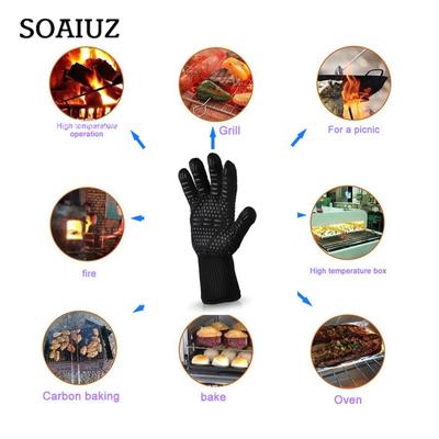 (Projector)Hot BBQ Grilling Cooking Gloves Extreme Heat Resistant Oven Welding Gloves