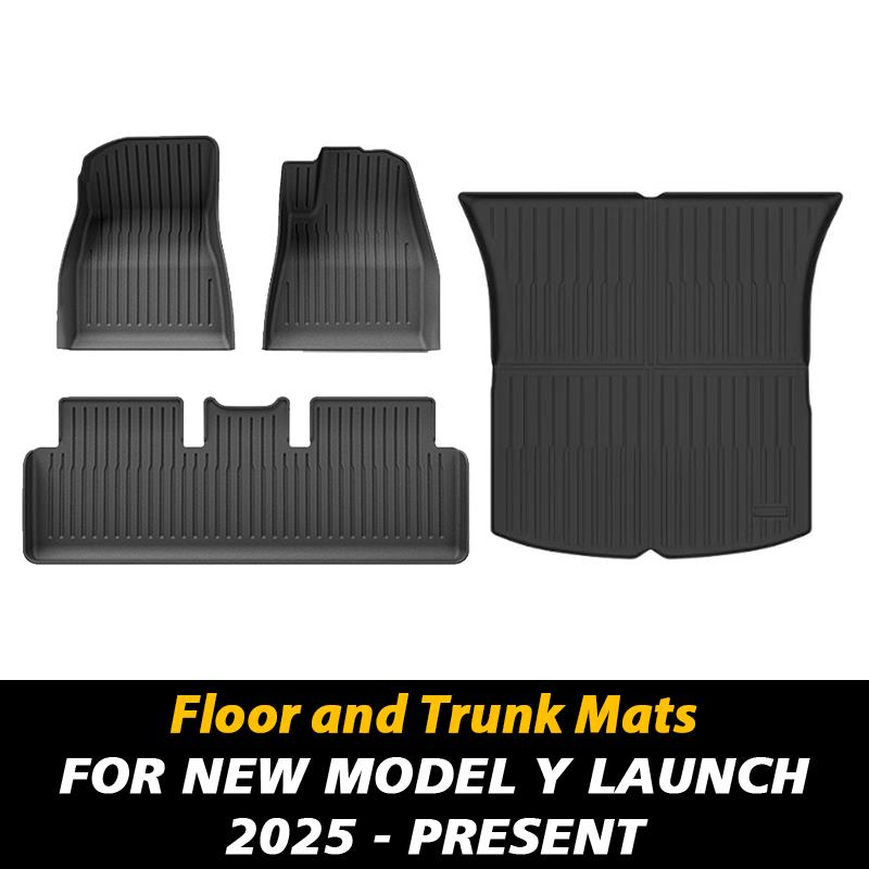 For New Tesla Model Y Launch 2025+ Juniper TPE Floor Mats & Cargo Liner All Weather Trunk Mats Floor Liner Seat Backrest Mats