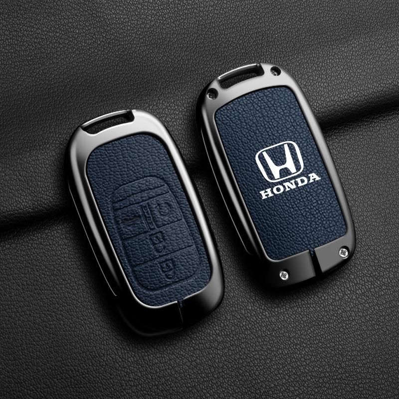 Leather Car Smart Remote Zinc Alloy Key Case Cover Protector for Honda 2023 2024 Accord Civic HR-V CR-V Pilot Sport SI EX EX-L