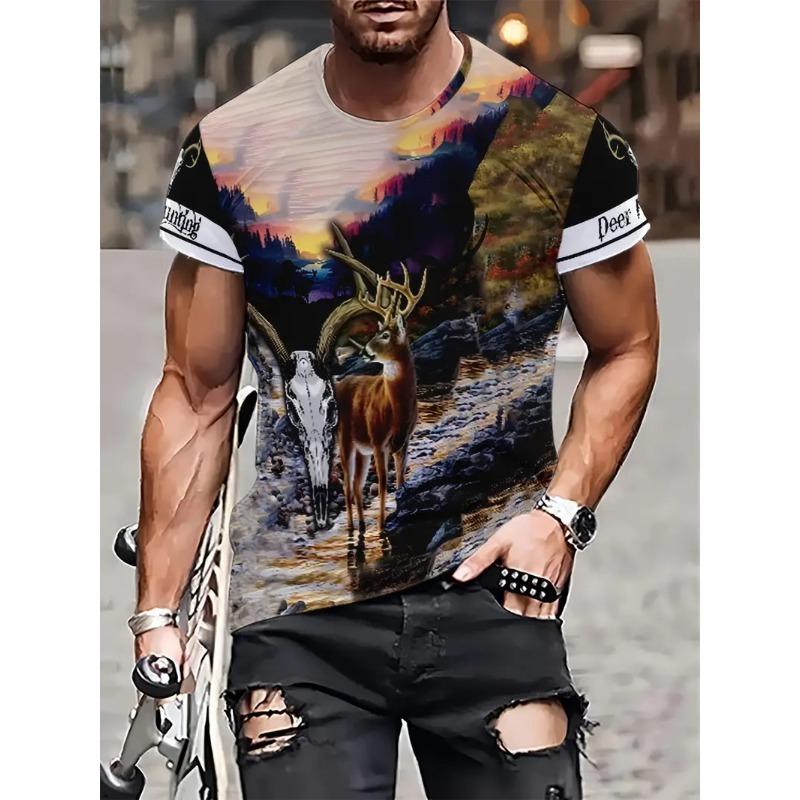 Duck Hunting Dog T-shirts 3D Print Deer Hunter Men's Streetwear Fashion Short Sleeve O-Neck T Shirt Oversized Tops Tees Clothing