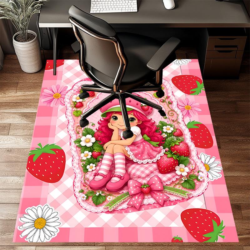 1pc Princess Strawberry Design Printed Area Rug Carpet for Bedroom Living Room Home Decor Rugs Mat Non Slip Mat Rug for Bedside