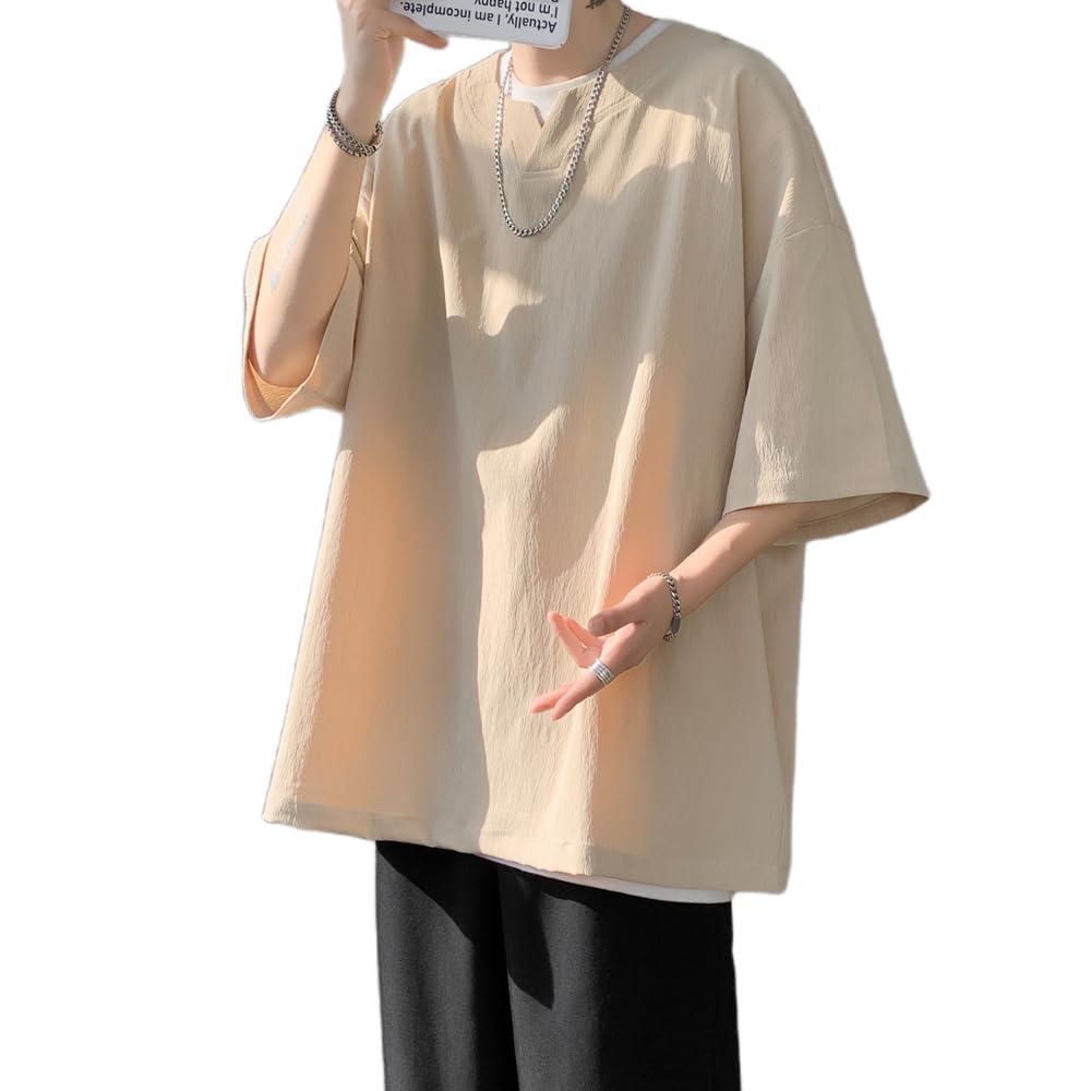 Summer clothes for short sleeve large loose big summer popular on the plain spring and summer kaqi M [Aaronlive] men, t-shirt, 5/8 sleeve, size, cool,