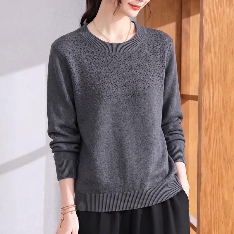 YUZHAOLIN Women's Elegant Crew Neck Knit Pullover for Mature Ladies