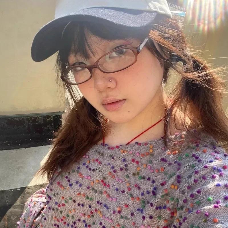 Y2K Vintage Small Oval Glasses Girls Style Red Green Frame Glass Eyewear Decorative Outdoor Anti-blue Eyeglasses Gifts