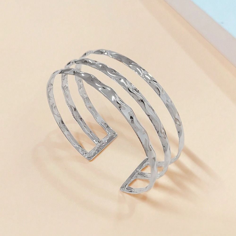 Metal Opening Arm Bracelet Gold Color Arm Bracelet Glamorous Wide Open Bangle  Women's Accessories
