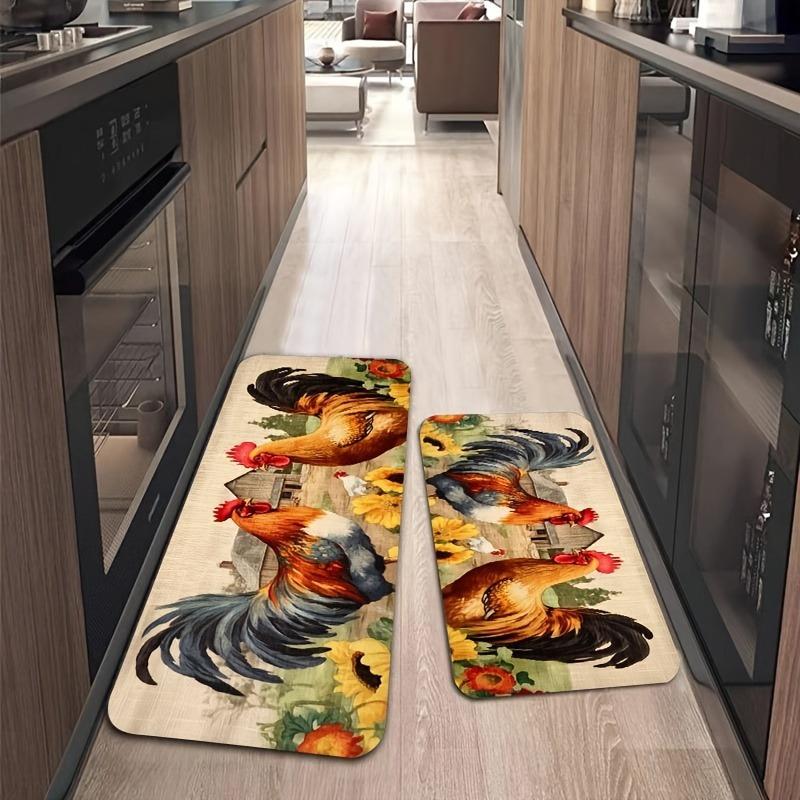 1 Stück Anti-Ermüdungs-Küchenteppiche Hahn-Druck Wasserdicht Rutschfest Dick Gepolsterte Küchenmatte Hochbelastbare Komfort-Stehmatte für die Küche