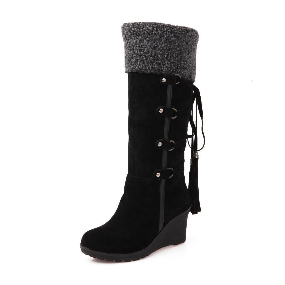 Stivali da Neve Pellicciati Autunno/Inverno Ebay Taglia Larga Tacchi a Zeppa Stivali Alti
