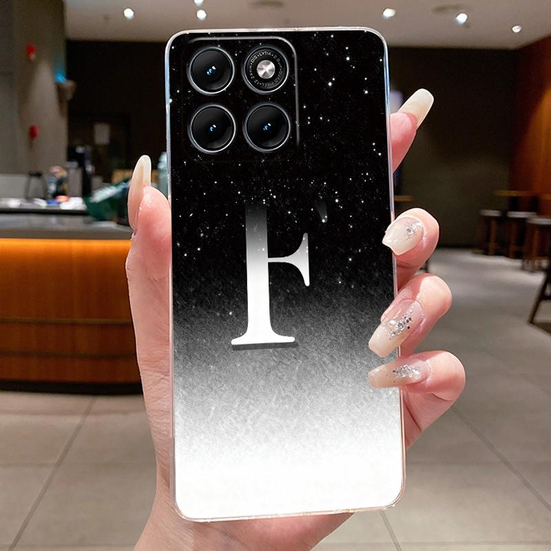 Anti-scratch Phone Case For Motorola Edge 70 Fusion Jelly Clear TPU Soft Casing Fashionable Lucky Letter Flower Couple Shell