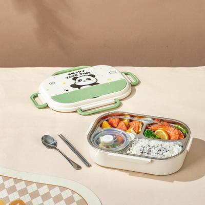Söt Randig Panda Rostfritt Stål Delad Matlåda