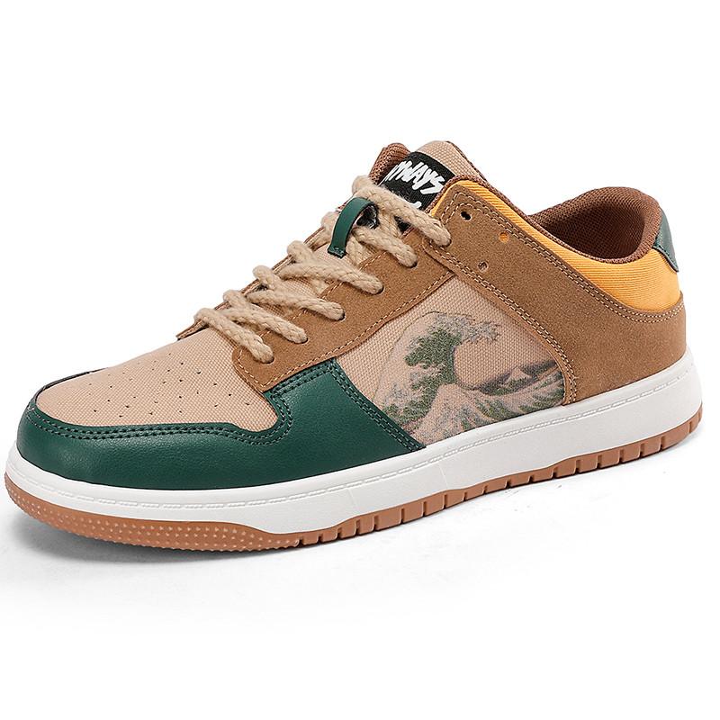 Nejnovější přírůstek Módní pánské nízké tenisky s potiskem písmen Hip-hopové kožené plátěné boty pro muže Šněrovací ploché boty Ležérní pánská obuv