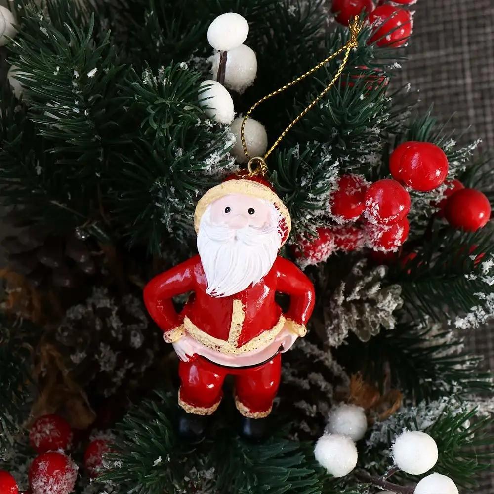 Resin Santa Bare Butt Pendant Christmas Tree Ornaments Navidad 2025 New Year Home Party Decoration Naked Santa Hanging Gift Toy