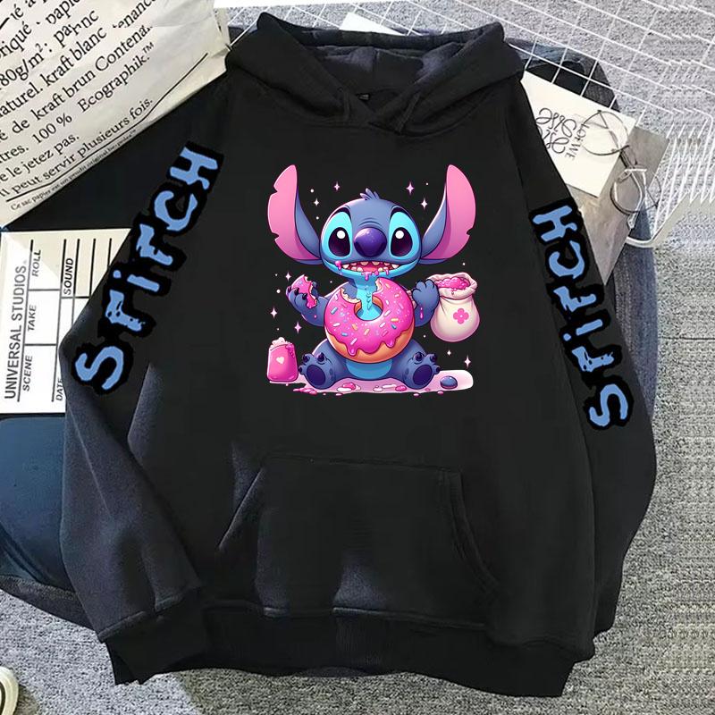 Luxury Brand Women's Hoodies Disney Lilo & Stitch Harajuku Jackets Japanese Fashion Winter Sweaters Women's Warm Sweatshirts