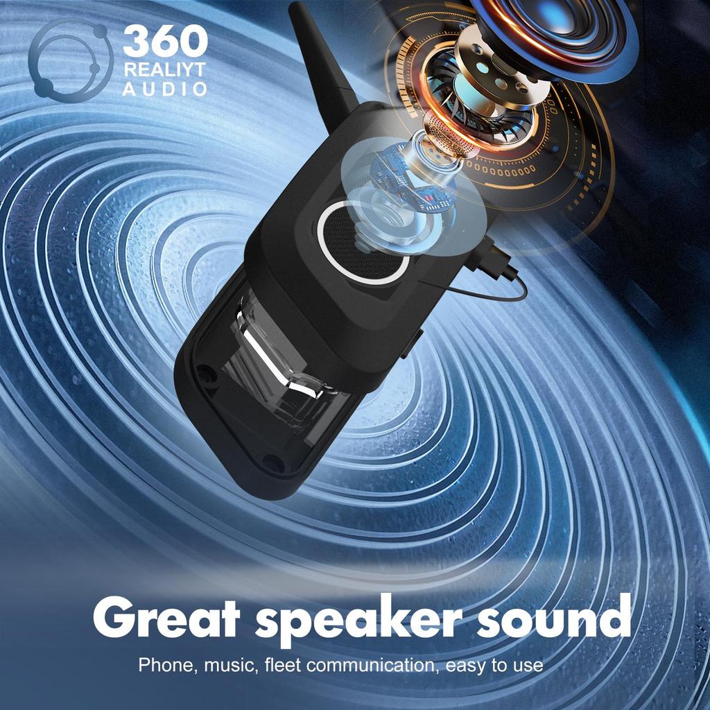 Cuffie per casco moto V6 Plus Interfono wireless Bluetooth5.0 Walkie-Talkie Musica vivavoce Comunicatore interfono 1500M per 6 ciclisti Doppio microfono