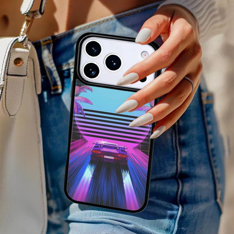 Synthwave Sun Neon 80's Phone Case For iPhone 17 Air 14 15 13 12 Max Cover For Apple 16e 11 Pro Max Plus Coque