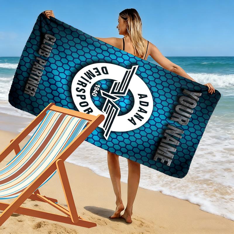 Name Custom Adana Demirspor Print Beach Towel, Large Soft Quick Dry Towel for Beach Camping Swimming