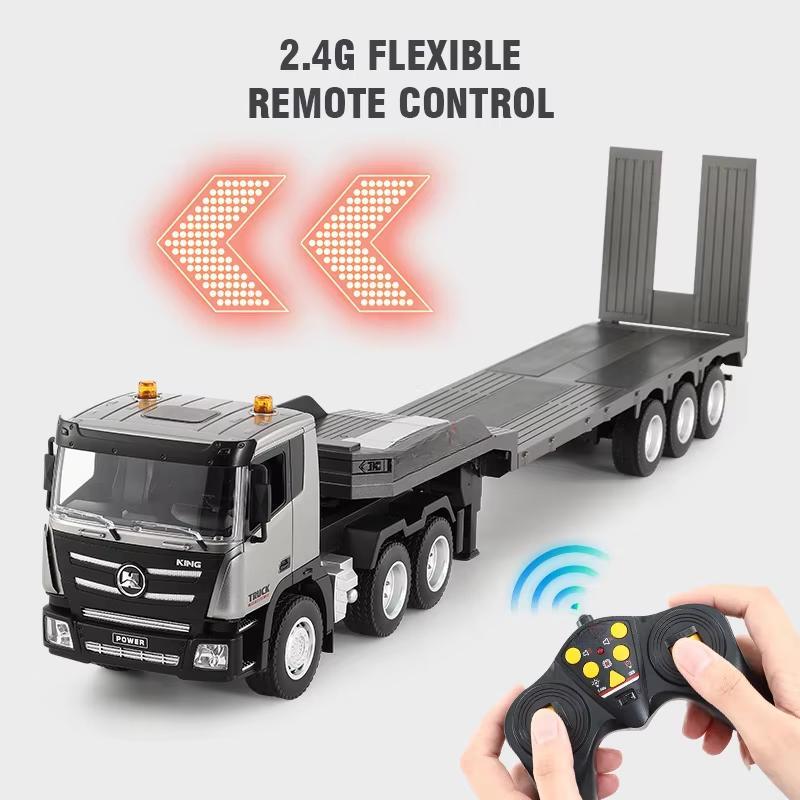 New 1:24 RC Flatbed Truck Model 9 Channel Alloy Engineering Vehicle 2.4G Remote Control Car Radio Control Trailer Christmas Gift Boy Toy