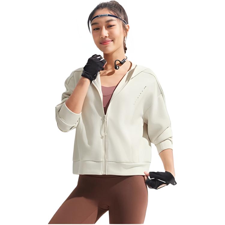 Li Ning Comfortable Versatile Cardigan Hoodie Women Hoodies Silver-Gray AWDV066-5
