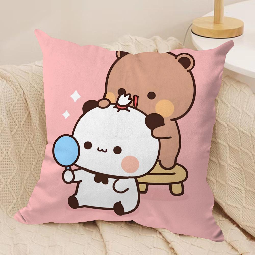 Panda B-Bubu D-Dudu Cushion Cover Silky Short Plush Double-Sided Printed Pillow Case For Sofa All Seasons Home Decor Gift