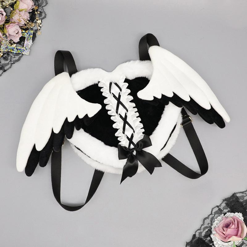 

Plush wings bag girl comic show backpack yk angel pain bag two-dimensional messenger bag love backpack