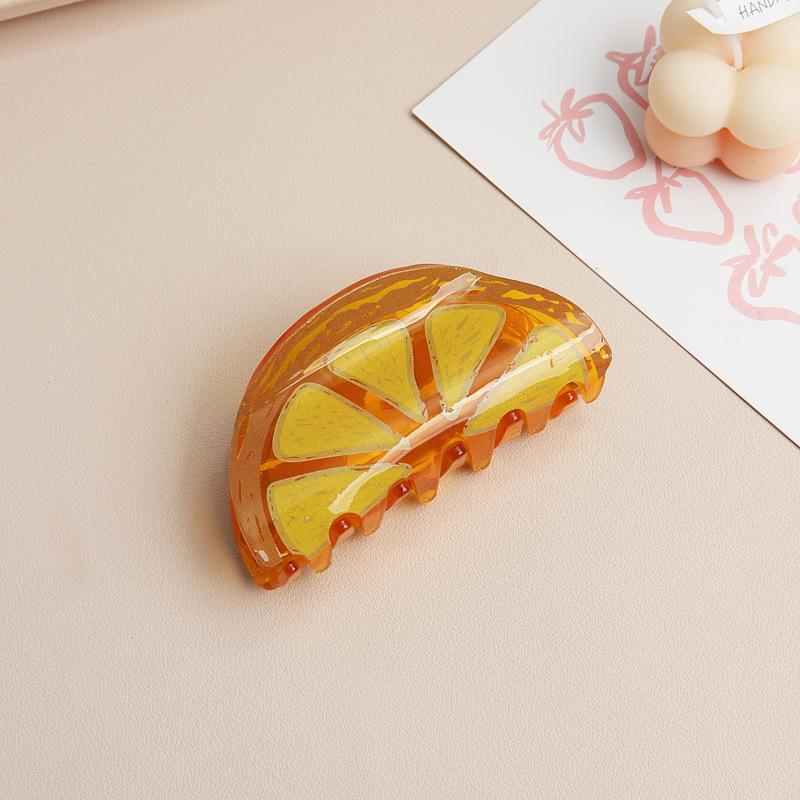 Creative Fruit Lemon Scratch Clip Acrylic Hair Accessories Hair Scratch Back Head Hairpin Shark Clip