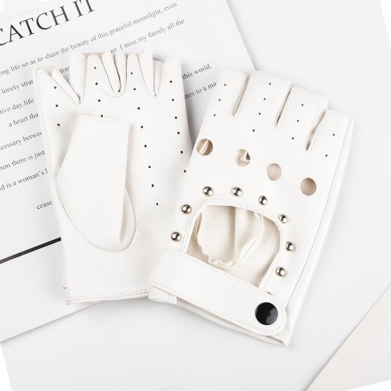 Unisex Fingerless Rivet Gloves for Street Dance, Breakdance, and Hip Hop Performances