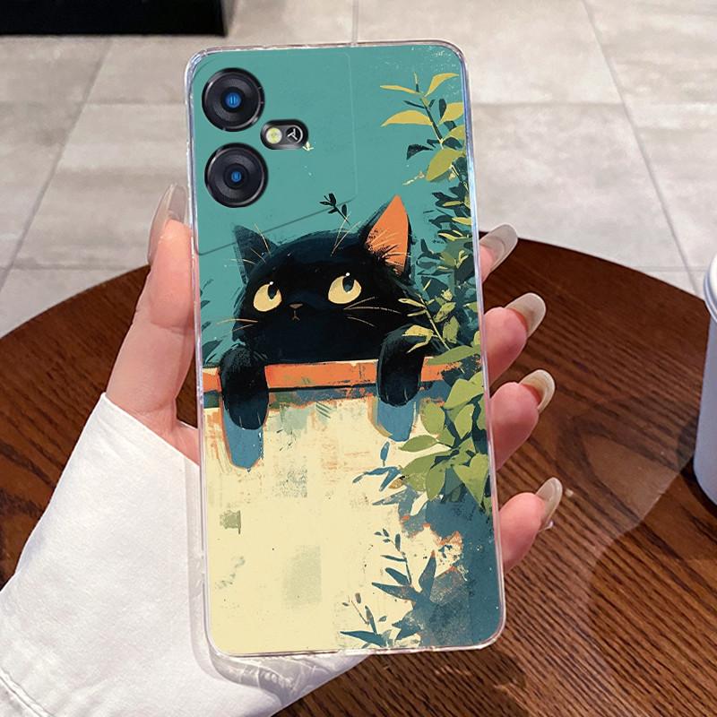Casing For Tecno Pova Neo 3 Case LH6n Silicone Aesthetic Fashion Cute Cat Back Cover Techno Pova Neo 3 Transparent Phone Case