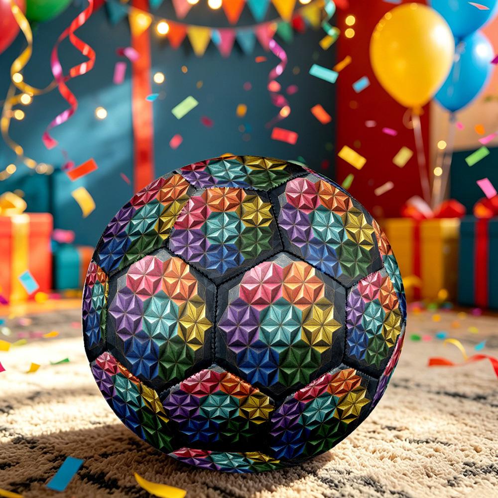 1pc Colorful Geometry Themed Soccer Ball, Size 5, Lightweight PVC Material, Outdoor Training Soccer Ball Gift. Q62270