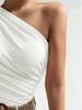 Tank Top Phumee Sleeveless One Shoulder Pleated A2403