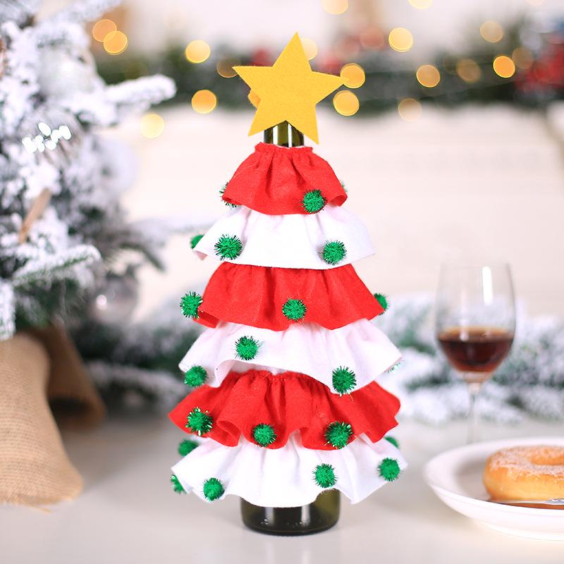 2pcs Christmas Decorations Christmas Tree Sticky Ball Five-star Red Wine Bottle Set Restaurant Hotel Decoration Props