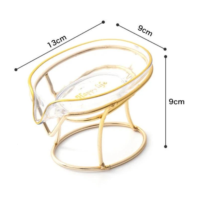 Soap Dish Box Bathroom Shower Soap Holder with Metal Bracket Drain Portable Leaf Shape Toilet Laundry Soap Rack Tray for Basin