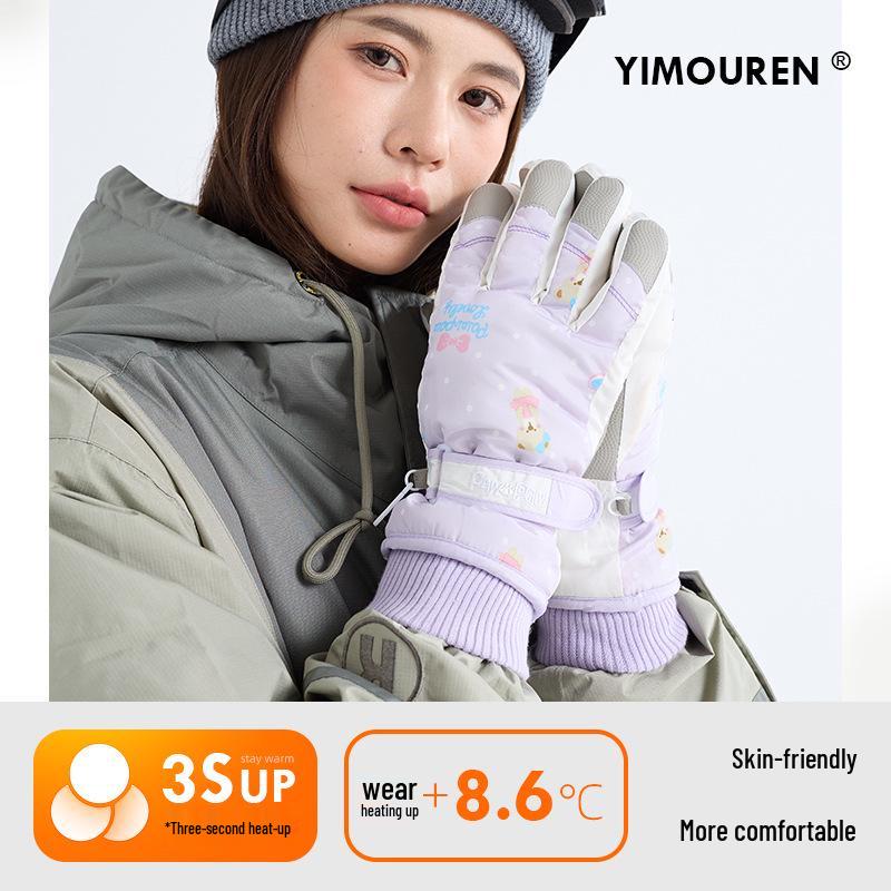 

Little Bear Women s Anti-freeze Winter Ski Gloves - Warm, Fleece-Lined, Thickened, Five-Finger Mittens for Outdoor Motorcycle Riding
